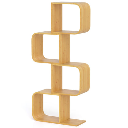 4-Tier S-Shaped Bamboo Bookcase, 4 Open Cubes, Natural Bookcases at Gallery Canada