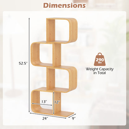 4-Tier S-Shaped Bamboo Bookcase, 4 Open Cubes, Natural Bookcases at Gallery Canada