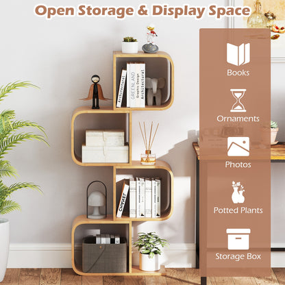 4-Tier S-Shaped Bamboo Bookcase, 4 Open Cubes, Natural Bookcases at Gallery Canada