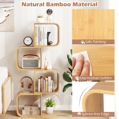 4-Tier S-Shaped Bamboo Bookcase, 4 Open Cubes, Natural Bookcases at Gallery Canada