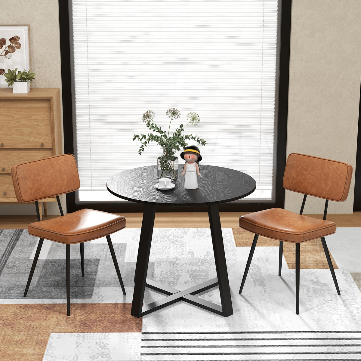 Dining Chair Set Of 2, Padded Backrest And Seat, Brown Dining Chairs at Gallery Canada