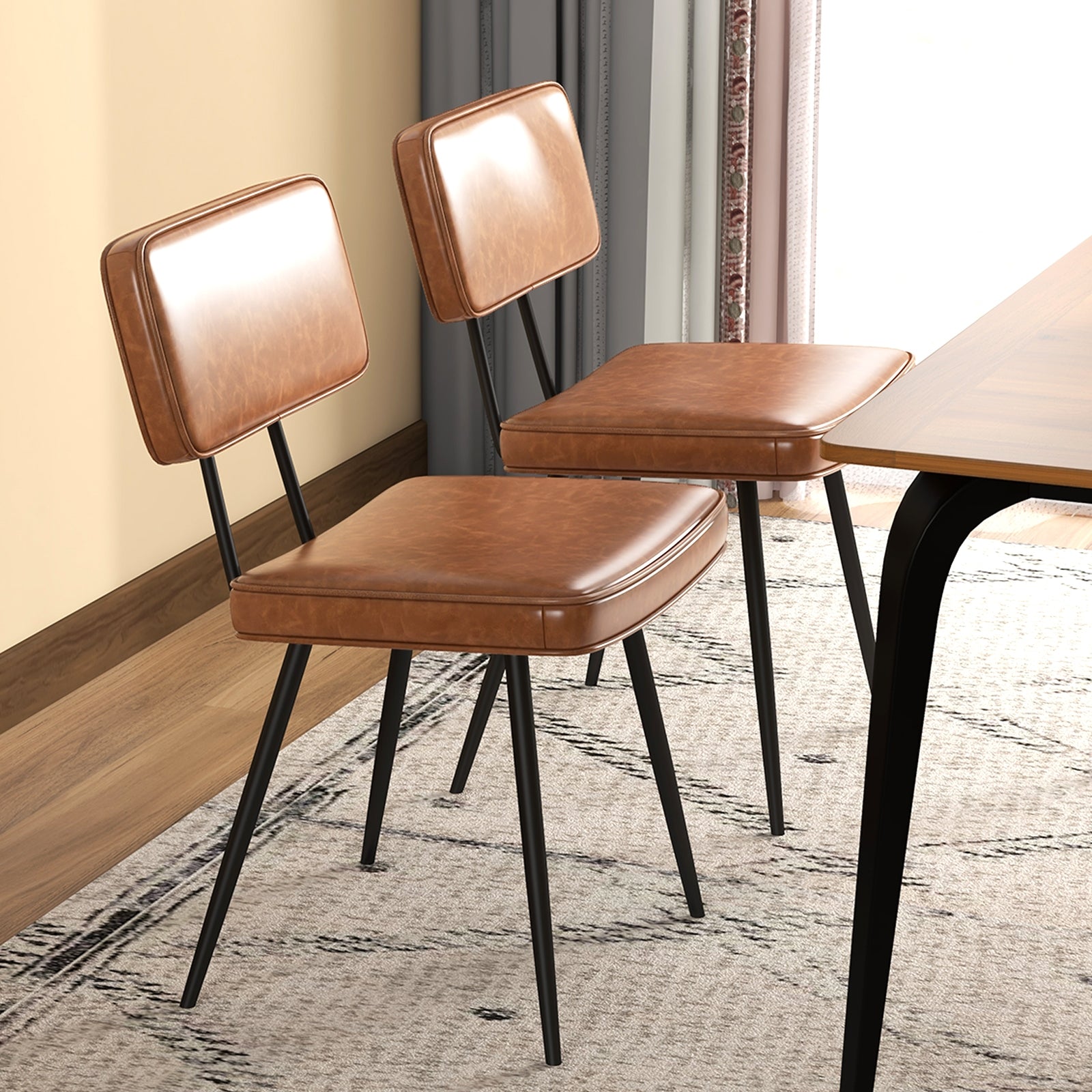 Dining Chair Set Of 2, Padded Backrest And Seat, Brown Dining Chairs at Gallery Canada