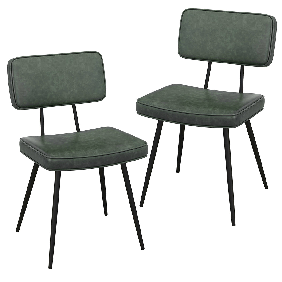 Dining Chair Set Of 2, Padded Backrest And Seat, Dark Green Dining Chairs at Gallery Canada
