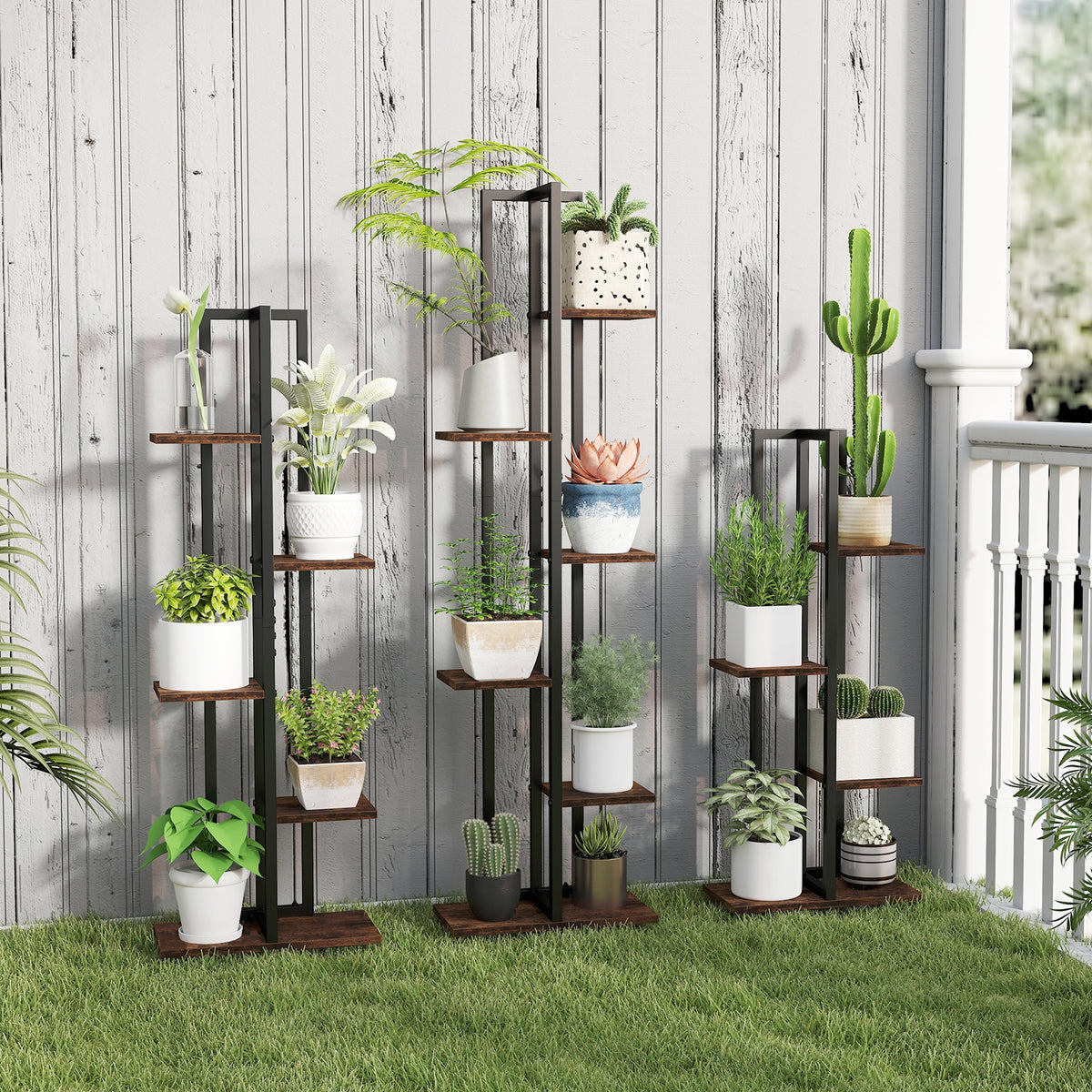 Tall Wood Plant Stand Set, 3 Pieces, 4+5+6-Tier, Rustic Brown Plant Stands at Gallery Canada