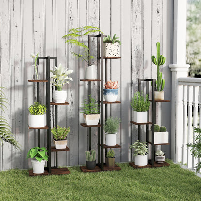 Tall Wood Plant Stand Set, 3 Pieces, 4+5+6-Tier, Rustic Brown Plant Stands at Gallery Canada