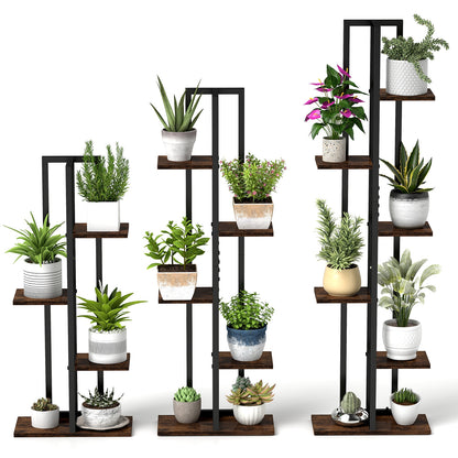 Tall Wood Plant Stand Set, 3 Pieces, 4+5+6-Tier, Rustic Brown Plant Stands Rustic Brown at Gallery Canada