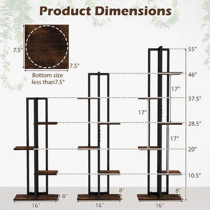 Tall Wood Plant Stand Set, 3 Pieces, 4+5+6-Tier, Rustic Brown Plant Stands at Gallery Canada