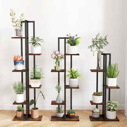 Tall Wood Plant Stand Set, 3 Pieces, 4+5+6-Tier, Rustic Brown Plant Stands at Gallery Canada