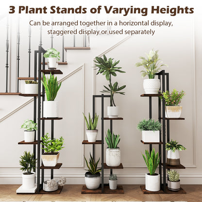 Tall Wood Plant Stand Set, 3 Pieces, 4+5+6-Tier, Rustic Brown Plant Stands at Gallery Canada