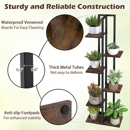 Tall Wood Plant Stand Set, 3 Pieces, 4+5+6-Tier, Rustic Brown Plant Stands at Gallery Canada