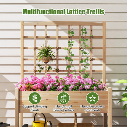 Raised Garden Bed With Lattice Trellis, Drainage Holes, Natural Raised Garden Beds at Gallery Canada