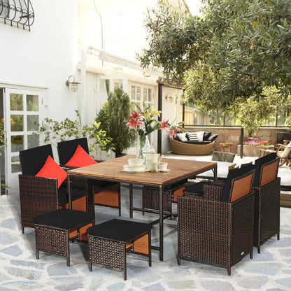 9 Piece Patio Rattan Dining Cushioned Chairs Set, Black Patio Dining Sets at Gallery Canada