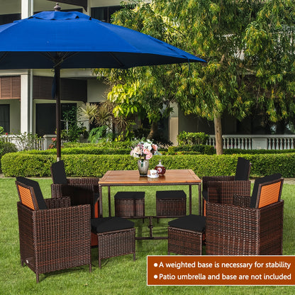 9 Piece Patio Rattan Dining Cushioned Chairs Set, Black Patio Dining Sets at Gallery Canada