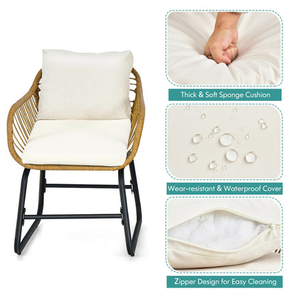 3-Piece Patio Bistro Set, 2 Rattan Chairs, Square Glass Coffee Table, White Patio Conversation Sets at Gallery Canada