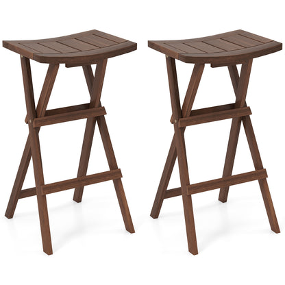 Bar Stools Set of 2, Saddle Seat, Footrest, Teak Bar Stools Teak at Gallery Canada