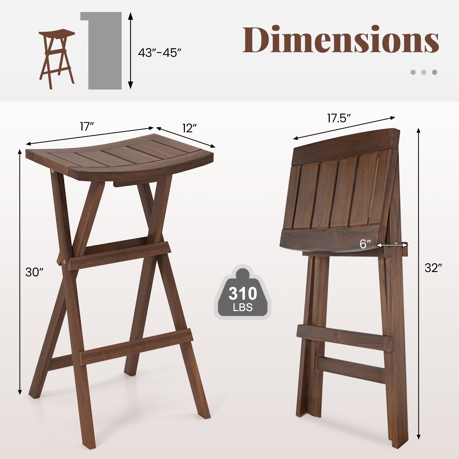 Bar Stools Set of 2, Saddle Seat, Footrest, Teak Bar Stools at Gallery Canada