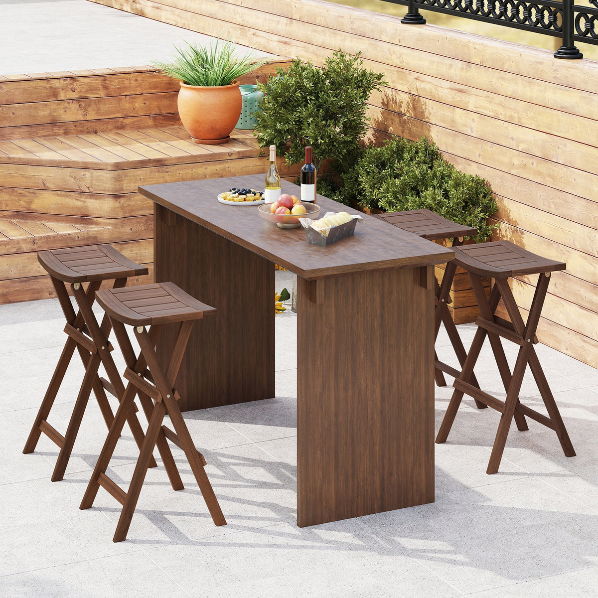 Bar Stools Set of 2, Saddle Seat, Footrest, Teak Bar Stools at Gallery Canada