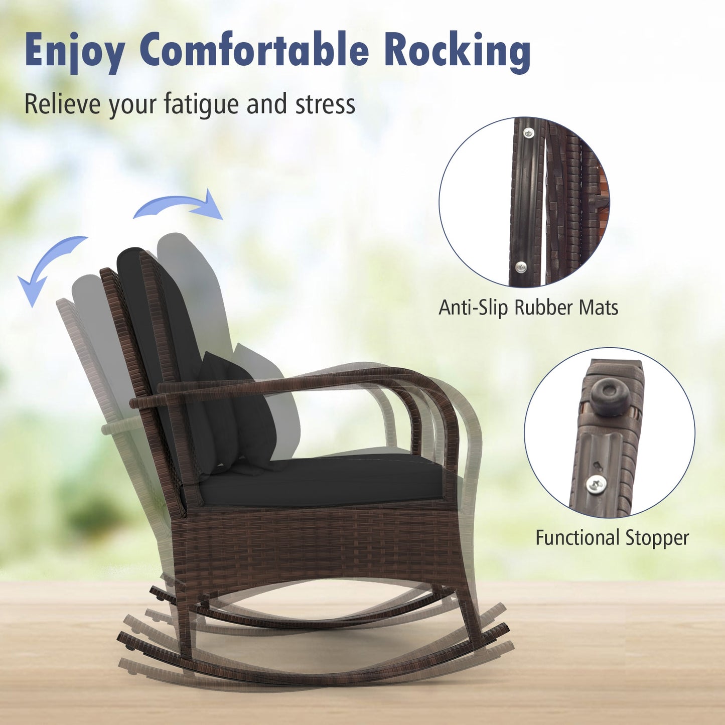 3-Piece Outdoor Rocking Set, Tempered Glass Coffee Table, Black Patio Conversation Sets at Gallery Canada