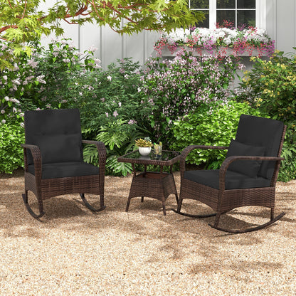 3-Piece Outdoor Rocking Set, Tempered Glass Coffee Table, Black Patio Conversation Sets at Gallery Canada