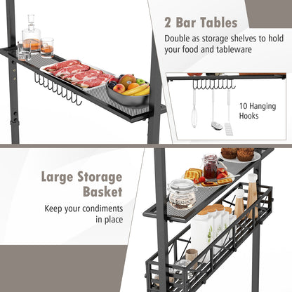 8 x 5 Feet Outdoor Grill Gazebo, 2 Side Shelves, 10 Hooks, Brown Gazebos at Gallery Canada