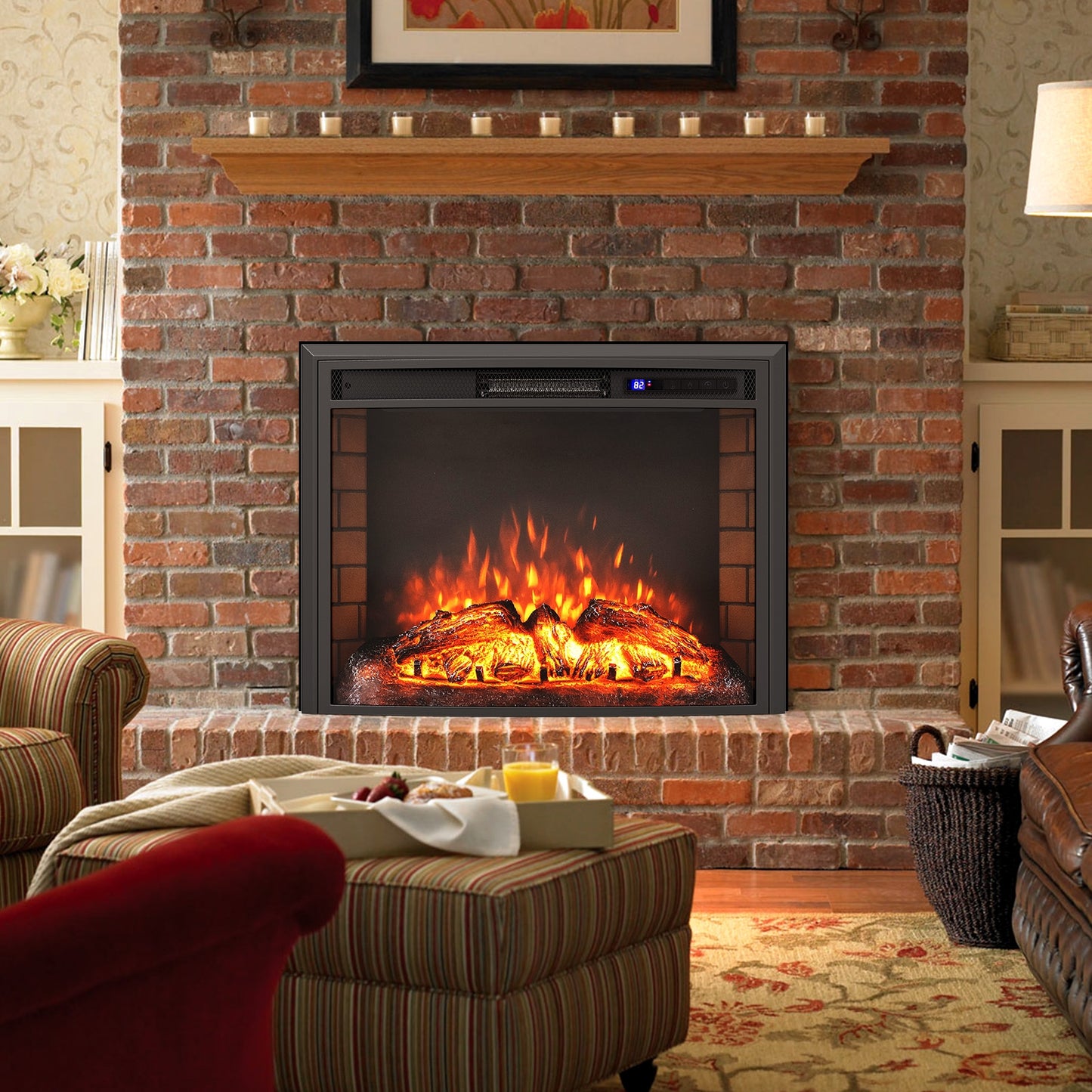 Curved Recessed Electric Fireplace Insert, 26 Inch, Remote Control Fireplaces at Gallery Canada