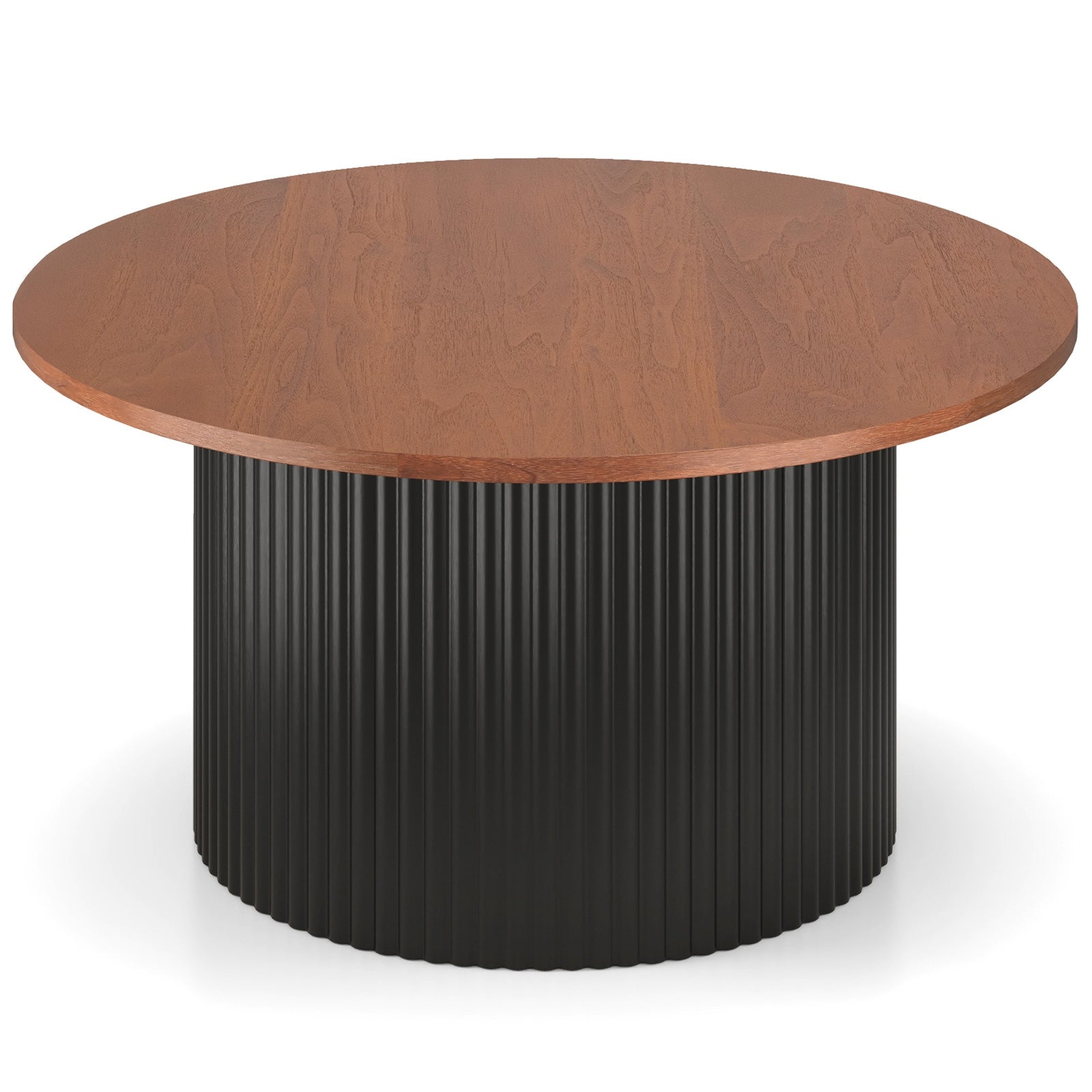 Round Coffee Table, Solid Wood Frame, Wooden Top, Walnut Coffee Tables Walnut at Gallery Canada