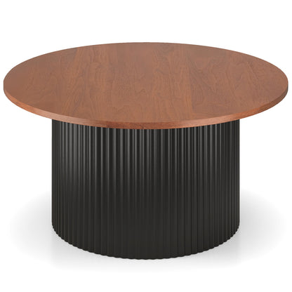 Round Coffee Table, Solid Wood Frame, Wooden Top, Walnut Coffee Tables at Gallery Canada