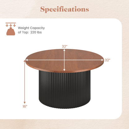 Round Coffee Table, Solid Wood Frame, Wooden Top, Walnut Coffee Tables at Gallery Canada