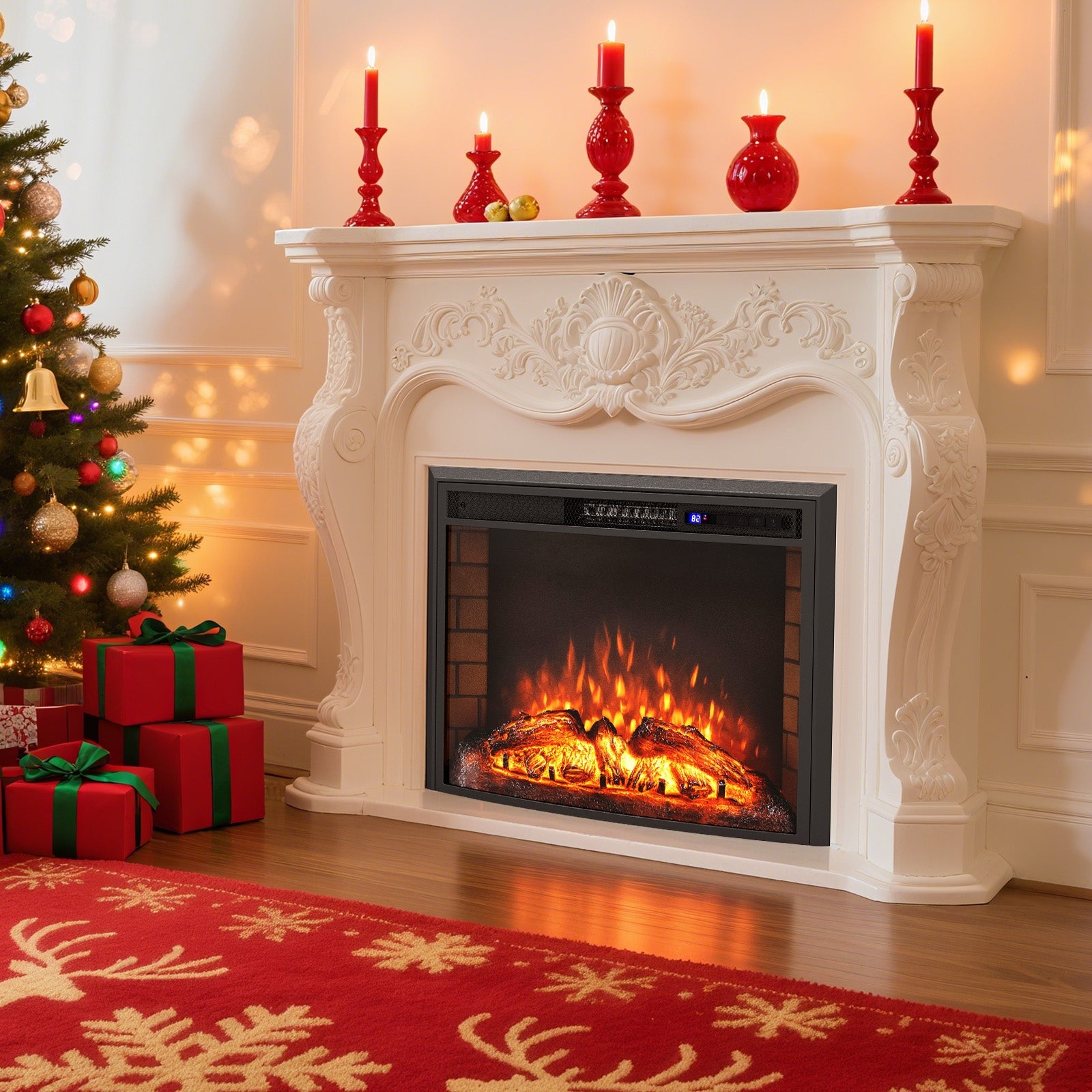 Curved Recessed Electric Fireplace Insert, 26 Inch, Remote Control Fireplaces at Gallery Canada