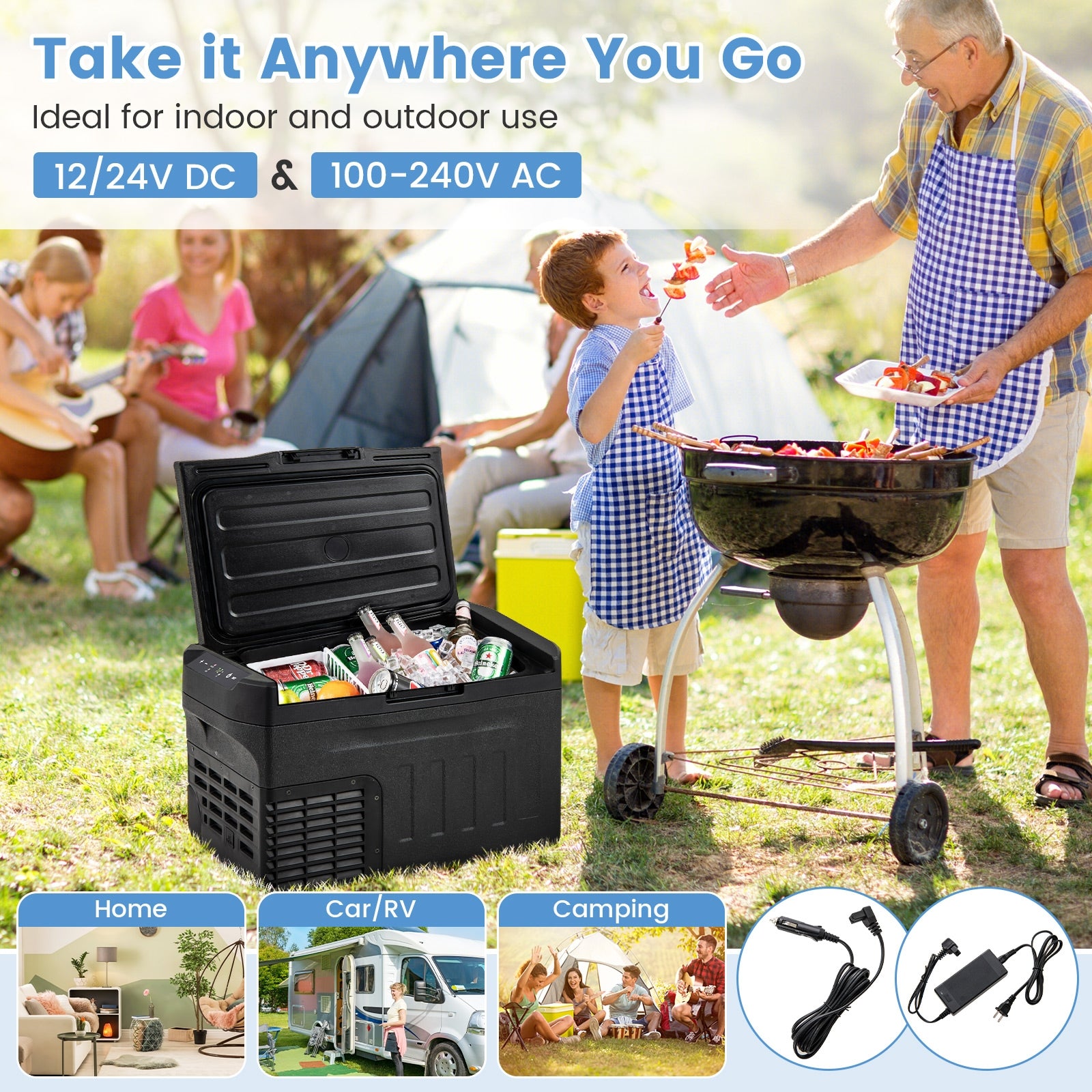 12 Volt Car Refrigerator, Adjustable Range, Divider, Camping RV Travel Coolers at Gallery Canada