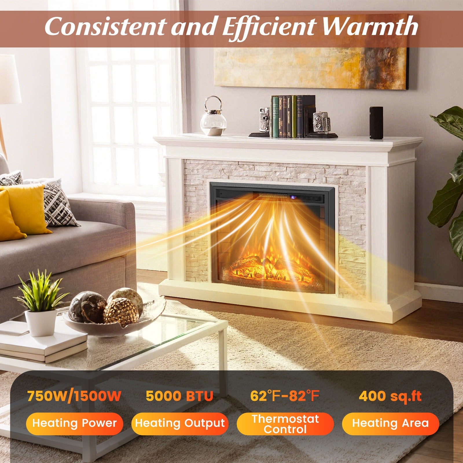 Curved Recessed Electric Fireplace Insert, 26 Inch, Remote Control Fireplaces at Gallery Canada