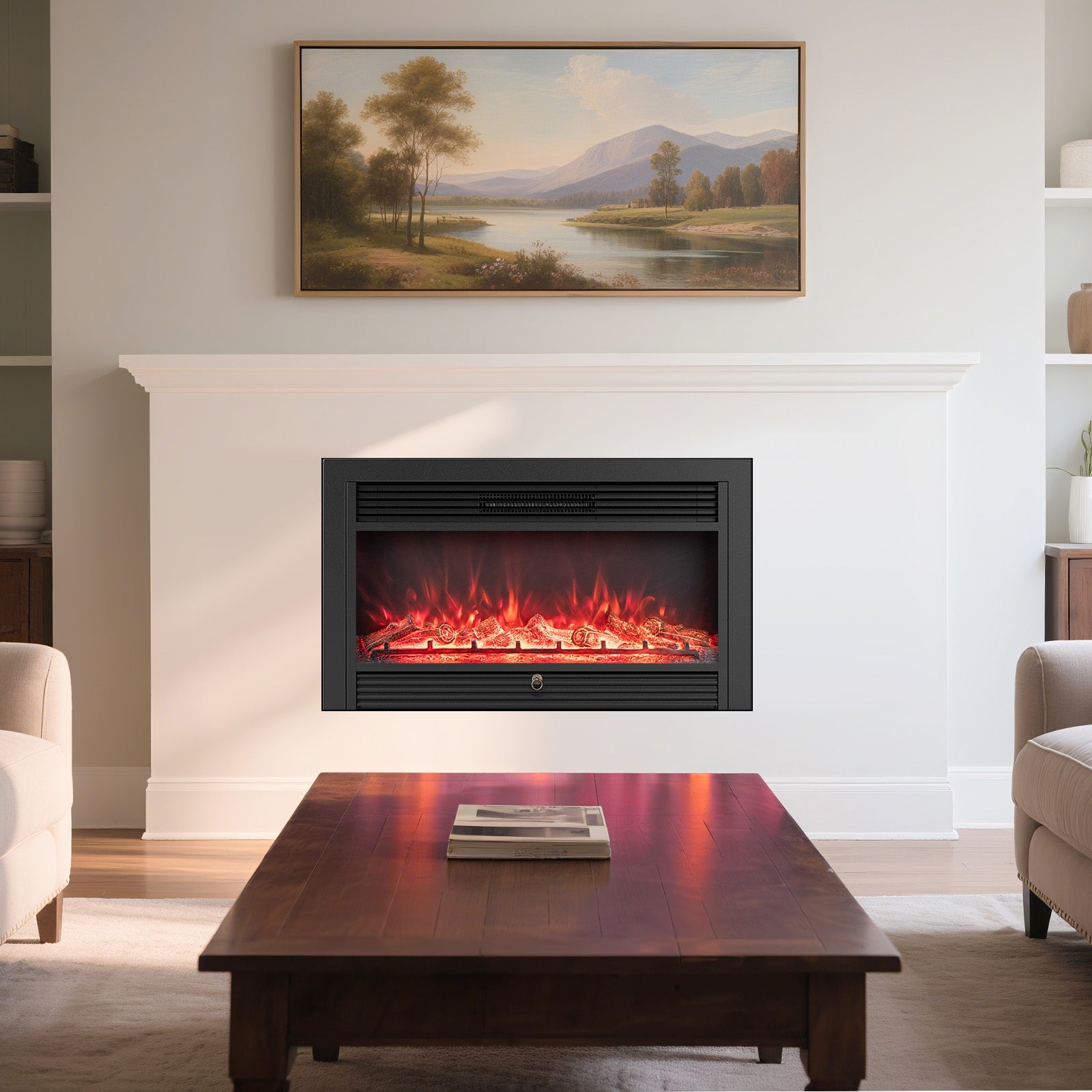 33/36-Inch Electric Fireplace Insert, 750W/1500W Heater, Black Fireplaces at Gallery Canada