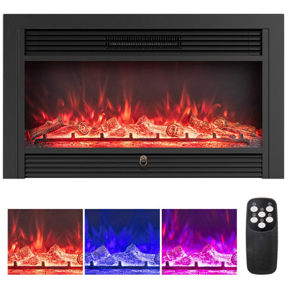 33/36-Inch Electric Fireplace Insert, 750W/1500W Heater, Black Fireplaces at Gallery Canada