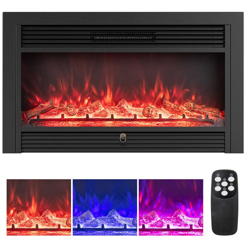 33/36-Inch Electric Fireplace Insert, 750W/1500W Heater, Black