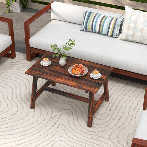 Solid Wood Patio Table, Slatted Tabletop, Brown