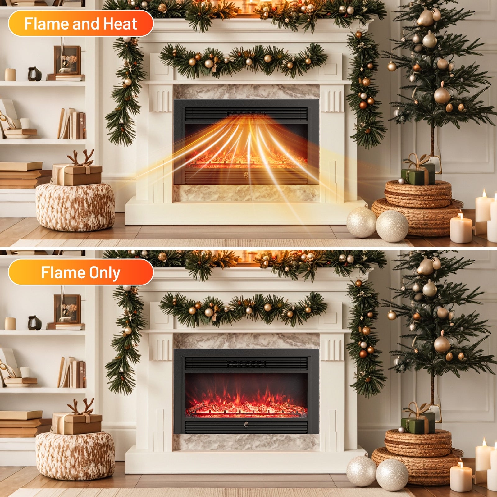 33/36-Inch Electric Fireplace Insert, 750W/1500W Heater, Black Fireplaces at Gallery Canada