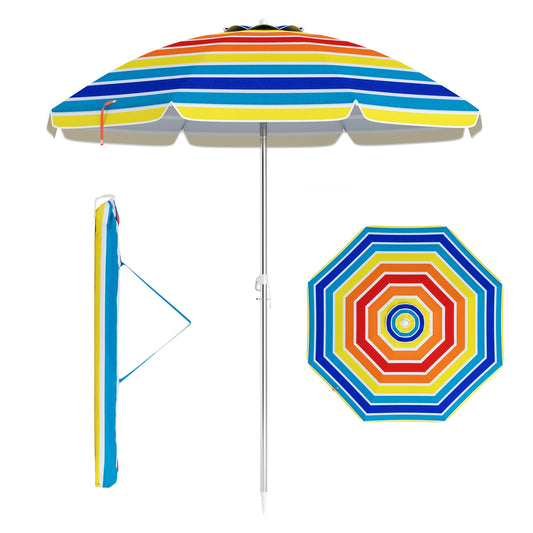 6.5 Feet Beach Umbrella, With Carry Bag, Multicolor Outdoor Umbrellas Multicolor at Gallery Canada