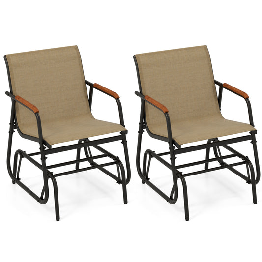 Patio Glider Chair Set, With Curved Teak Armrests, Brown Patio Rocking Chairs & Gliders Brown at Gallery Canada