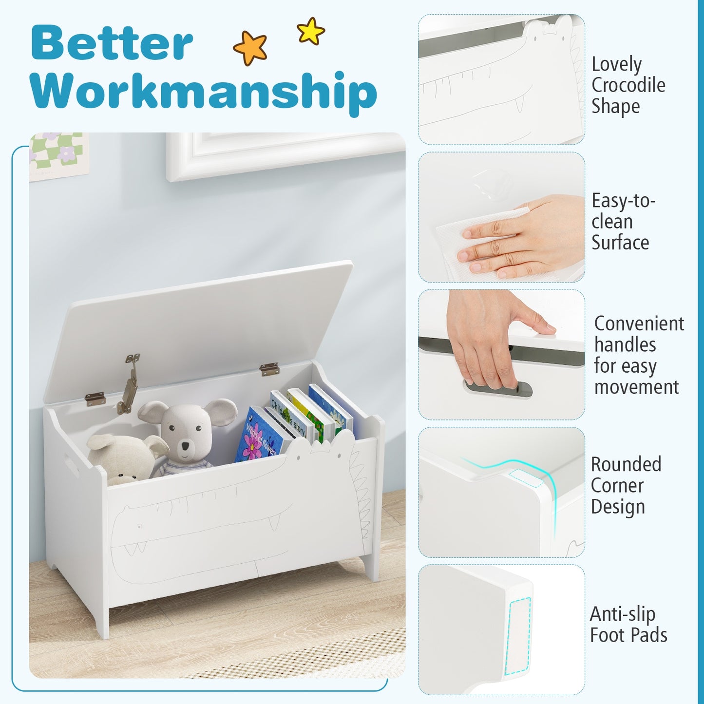 Wooden Kids Toy Box, White Kids Storage at Gallery Canada