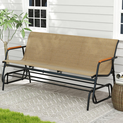 Patio Glider Bench, Teak Armrests, Breathable Fabric, 3 Person, Brown Patio Rocking Chairs & Gliders at Gallery Canada