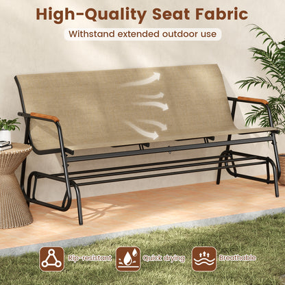 Patio Glider Bench, Teak Armrests, Breathable Fabric, 3 Person, Brown Patio Rocking Chairs & Gliders at Gallery Canada