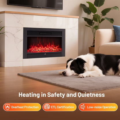 33/36-Inch Electric Fireplace Insert, 750W/1500W, Recessed Heater, Black Fireplaces at Gallery Canada