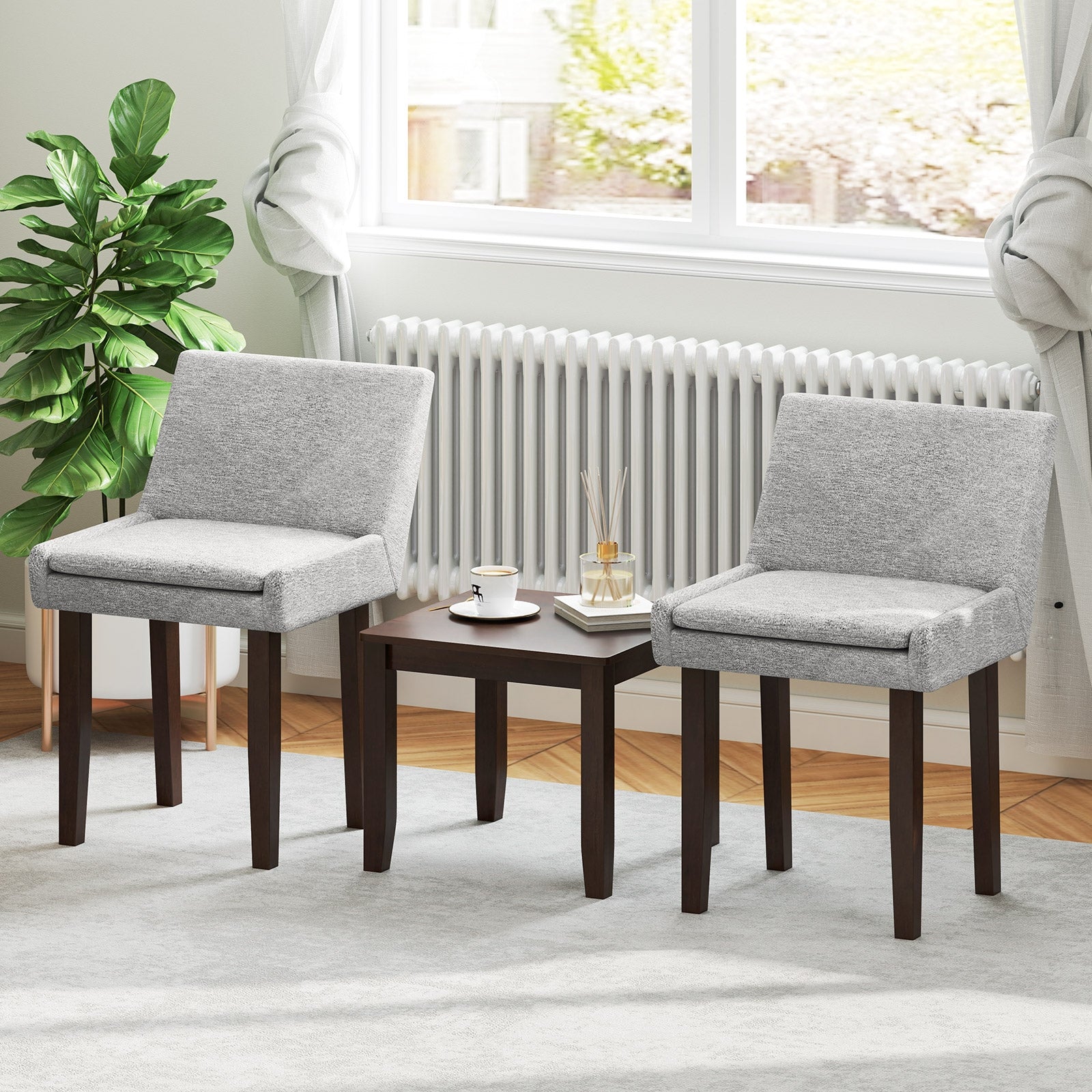Upholstered Fabric Side Chair Set, 2 Piece, Gray Dining Chairs at Gallery Canada
