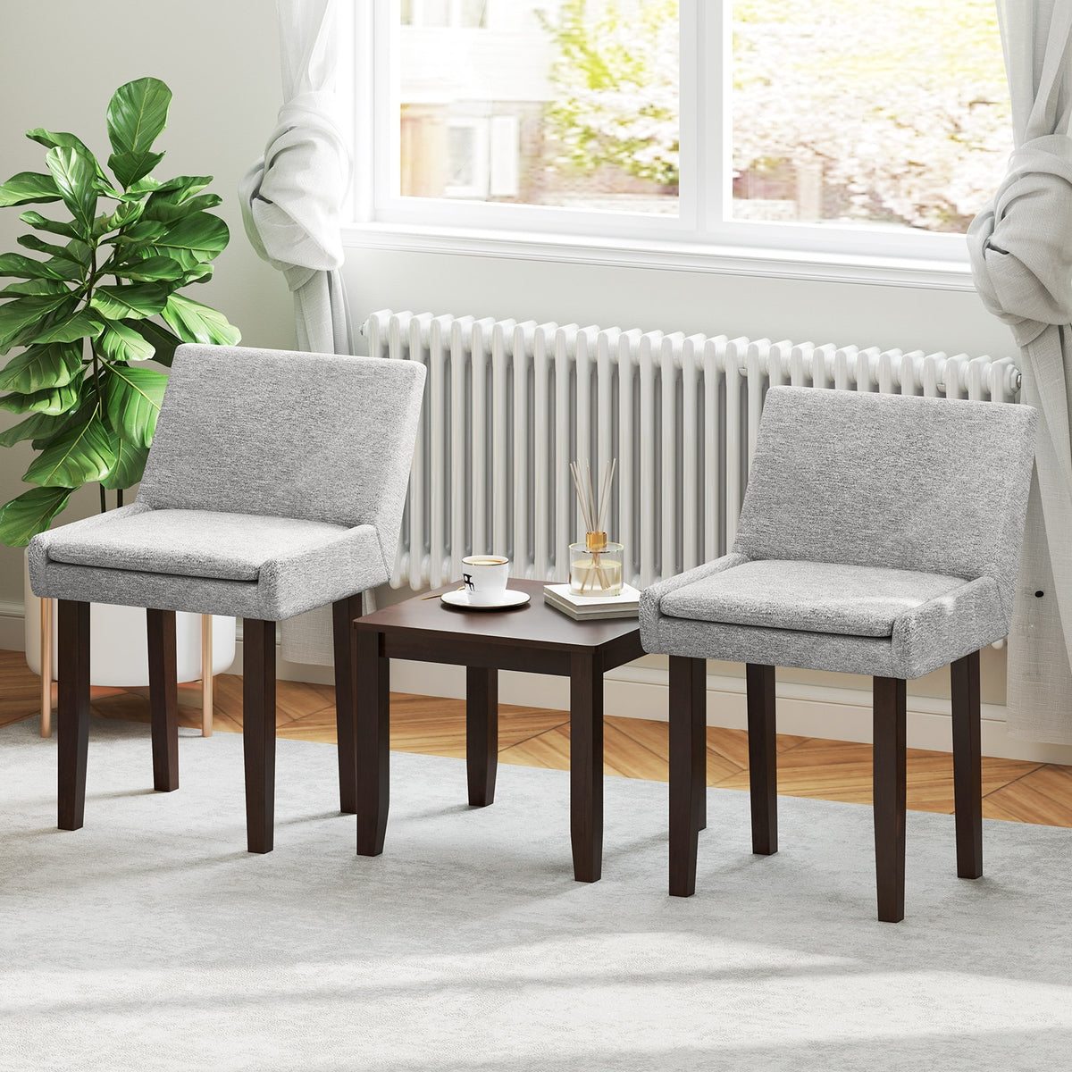 Upholstered Fabric Side Chair Set, 2 Piece, Gray Dining Chairs at Gallery Canada