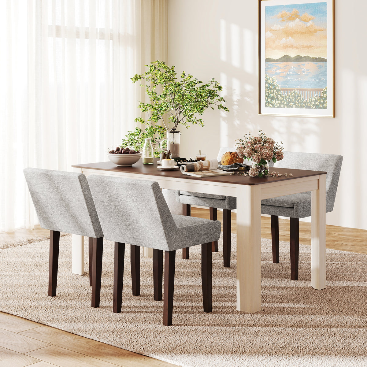 Upholstered Fabric Side Chair Set, 2 Piece, Gray Dining Chairs at Gallery Canada
