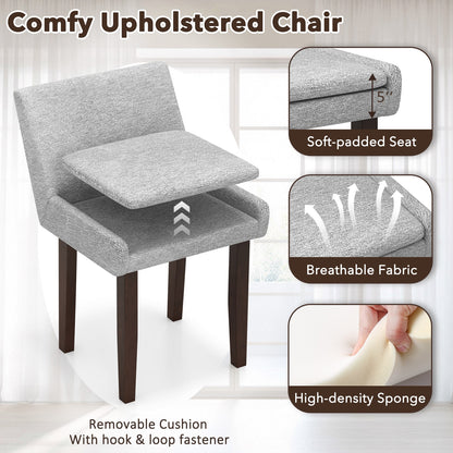 Upholstered Fabric Side Chair Set, 2 Piece, Gray Dining Chairs at Gallery Canada