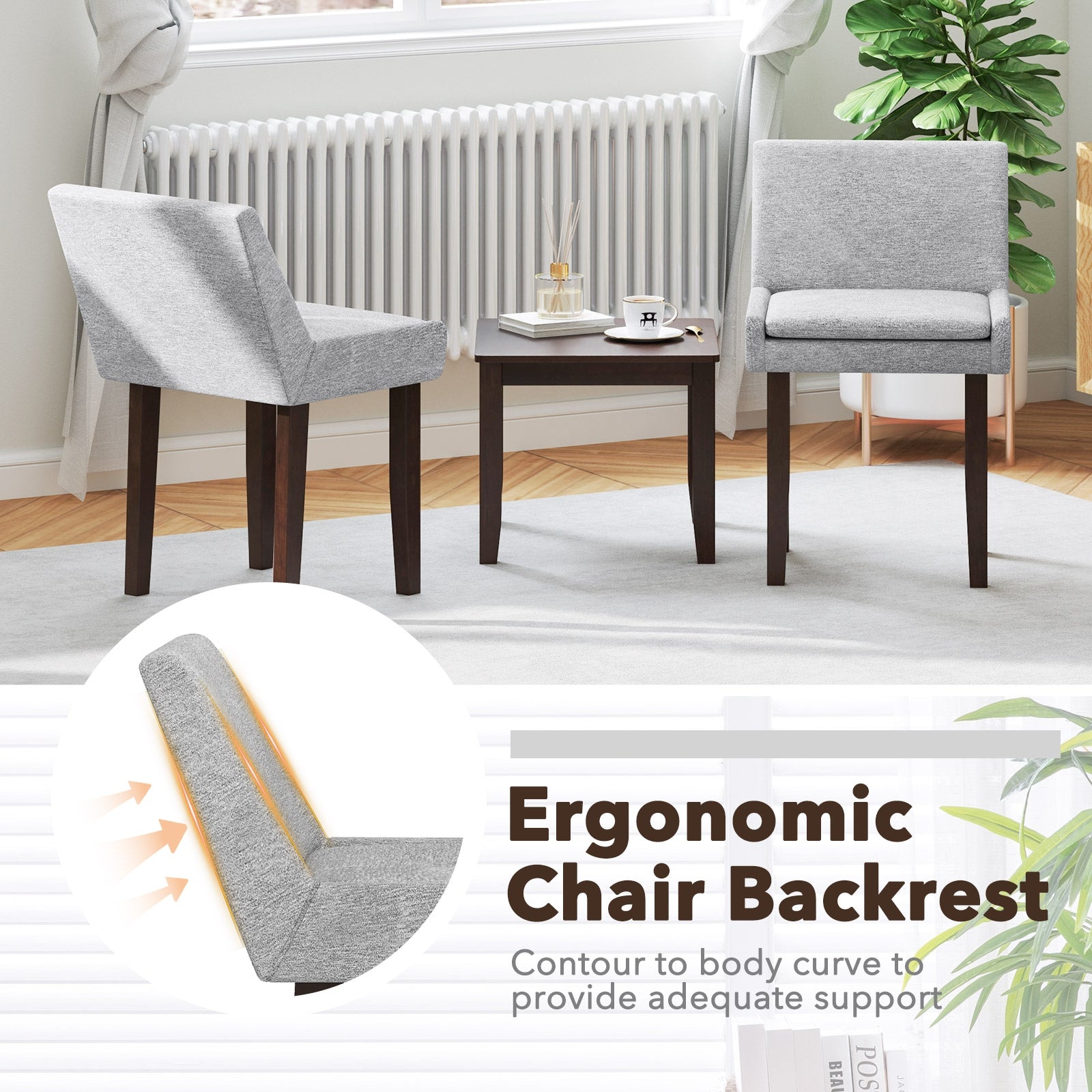 Upholstered Fabric Side Chair Set, 2 Piece, Gray Dining Chairs at Gallery Canada