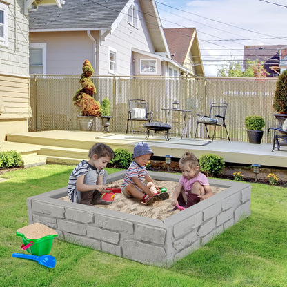 Kids Sandbox With Cover, 2-In-1 HDPE, Gray Sandboxes at Gallery Canada