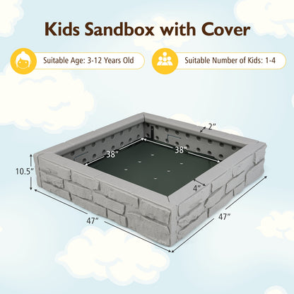 Kids Sandbox With Cover, 2-In-1 HDPE, Gray Sandboxes at Gallery Canada