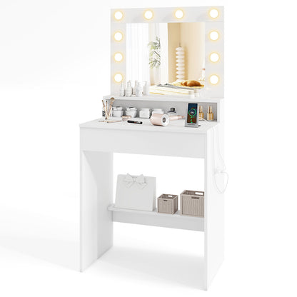 Vanity Desk With Adjustable Brightness, 3 Light Modes, White Makeup Vanities at Gallery Canada
